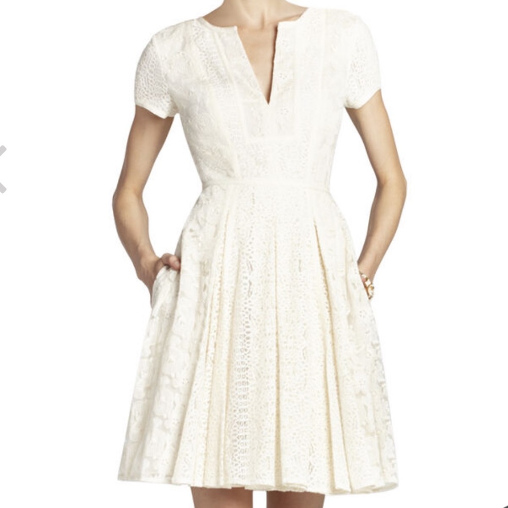 BCBG Maxazria Kirsten Patchwork Lace Shirt Dress